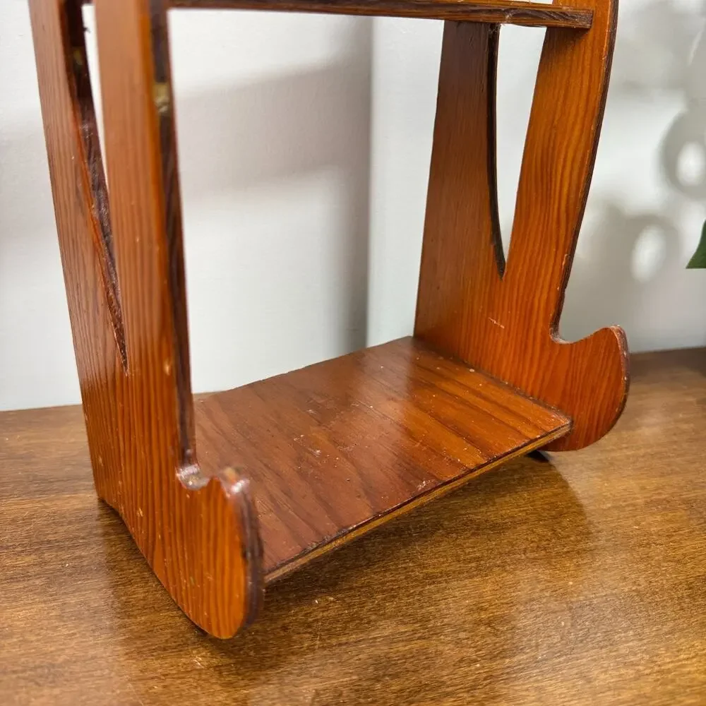Vintage Hanging Trinket Shelf Wood 3 Tier Shelves Display MCM 1942 6.5x15